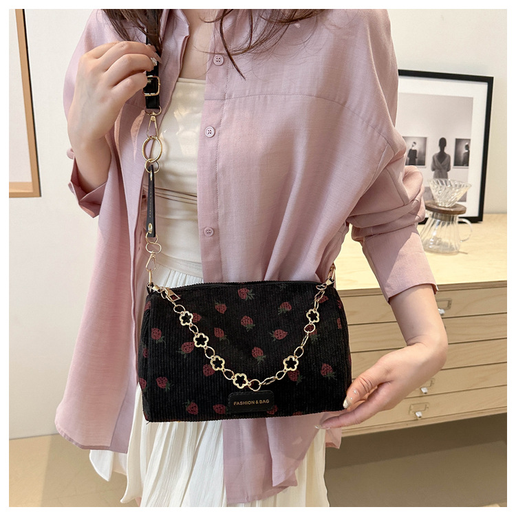 112g Weight Polyester Lining Material Zipper Closure Type Single Shoulder Strap Strap Type Pillow Shape Bag Bags Type Casual, Shopping Occasion Special Material Strawberry Pattern All Seasons Season Women's Gender Basic, Classic Style Style Cylindrical Shape Medium Size Women's Medium Special Strawberry Basic Classic Style Cylindrical Zipper Pillow Shape Bag 16