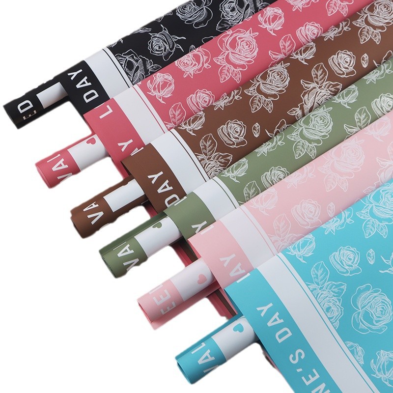 Fábrica de fiestas de flores nuevo papel de embalaje de flores rosa impresa paquete de papel de embalaje de papel impermeable