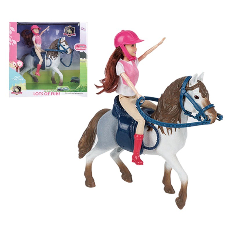 Simulación de suministro transfronterizo Rancho granja de caballos modelo estático equitación niña traje arena Mesa decoración modelo niño juguete