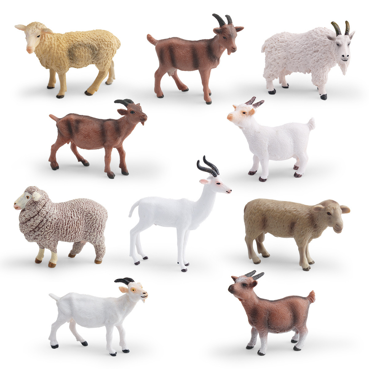 Modelo animal de simulación transfronteriza Alpaca, cabra, ciervo, avestruz, cachorro, poní, oveja, oveja de nieve, adornos estáticos