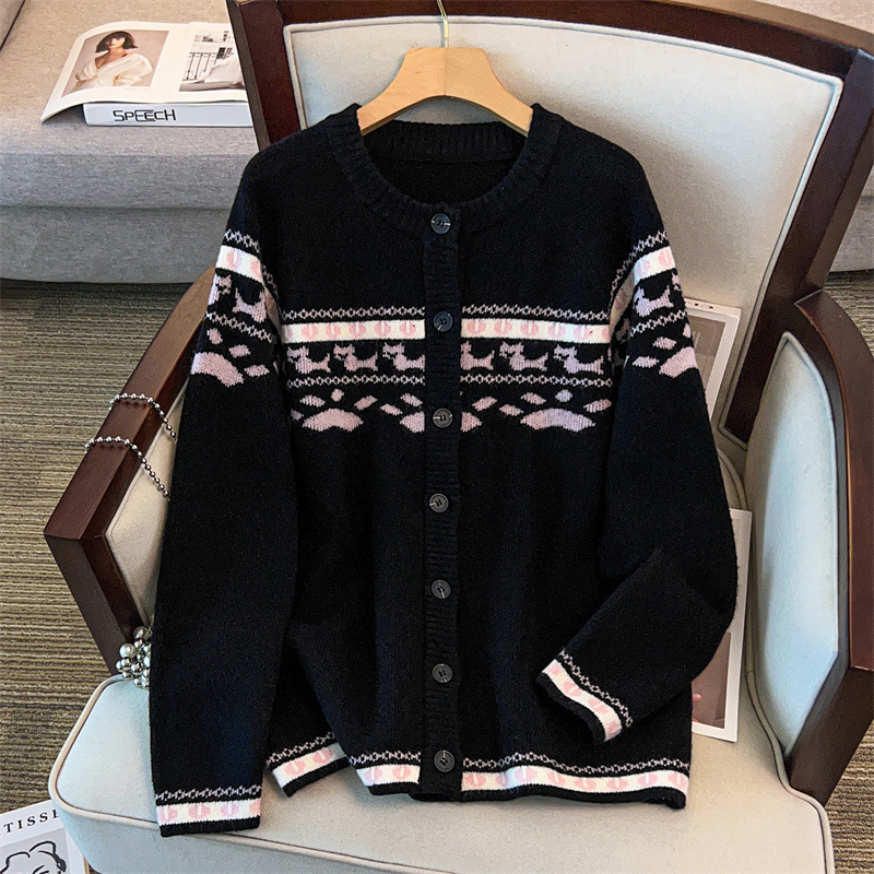200/ 150kg Plus size women's clothing, bust size 150/160, loose cardigan, thick sweater, knitwear 350-8099