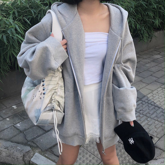 Autumn and winter velvet thick sweater women's 2021 new fashion ins hooded students Korean version of loose baseball jacket