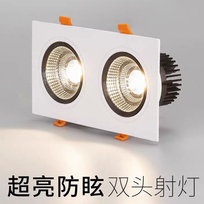 Spotlight embedded household ceiling double-head bold lamp corridor aisle light led ceiling light concealed anti-glare downlight