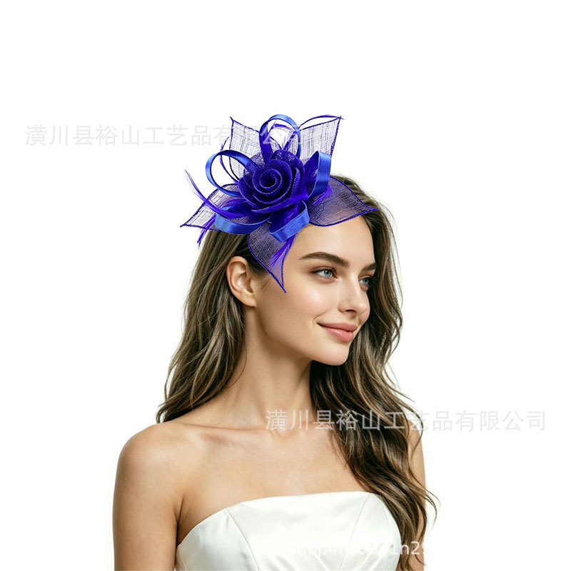 New cross-border linen hair accessory, feather headpiece, hair ornament for parties, horse racing festivals, and performances, vintage headpiece