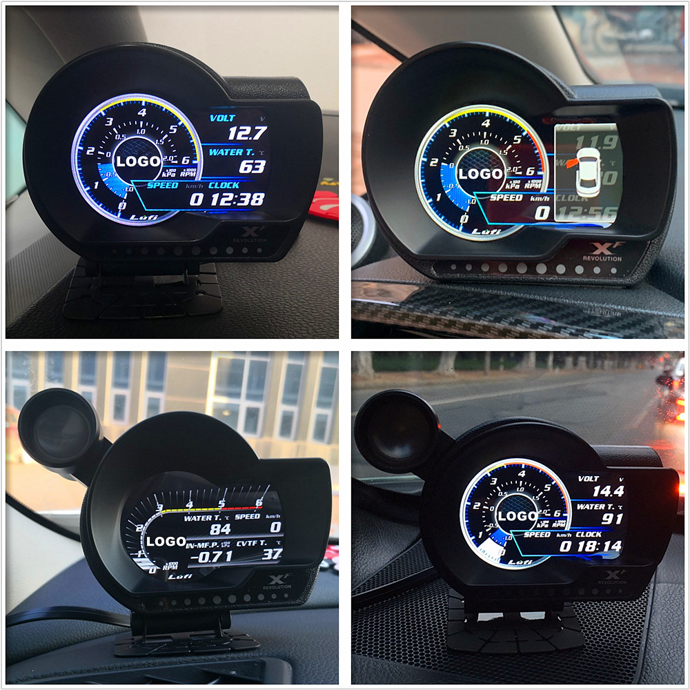 LUFI LCD XF multifuncional OBD2 instrumento del coche modificación velocidad de escape temperatura presión de aceite temperatura del agua turbina medidor de refuerzo