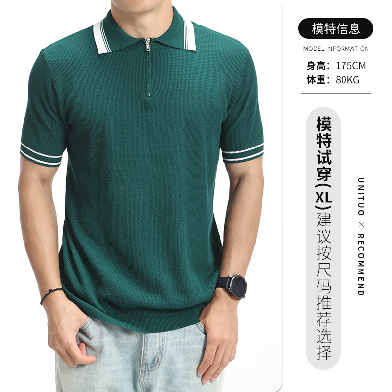 Hombre viejo dinero waffle jersey polo de punto hombre verano con solapa de manga corta casual camisa polo de alta calidad para hombres