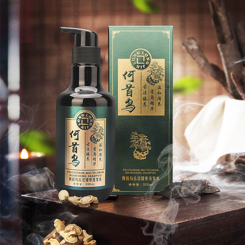 隆隆金何首乌白转黑洗发水草本洗发露植物少年白头修护滋养发根