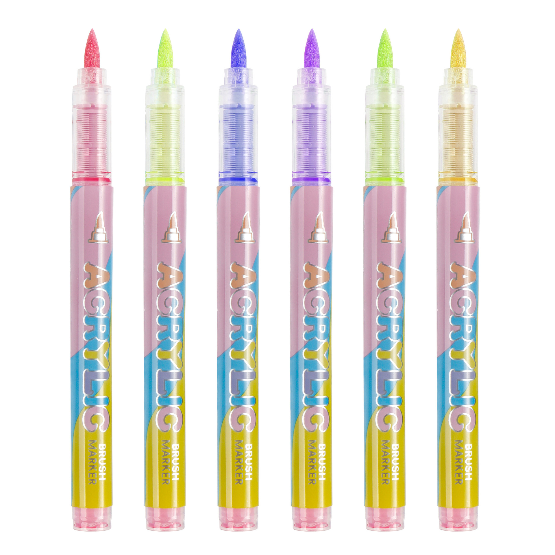 Macaron 12 colores líquido directo acrílico marcador de cabeza suave conjunto de pincel de dibujo de estudiantes y niños no mareado pincel de dibujo a mano