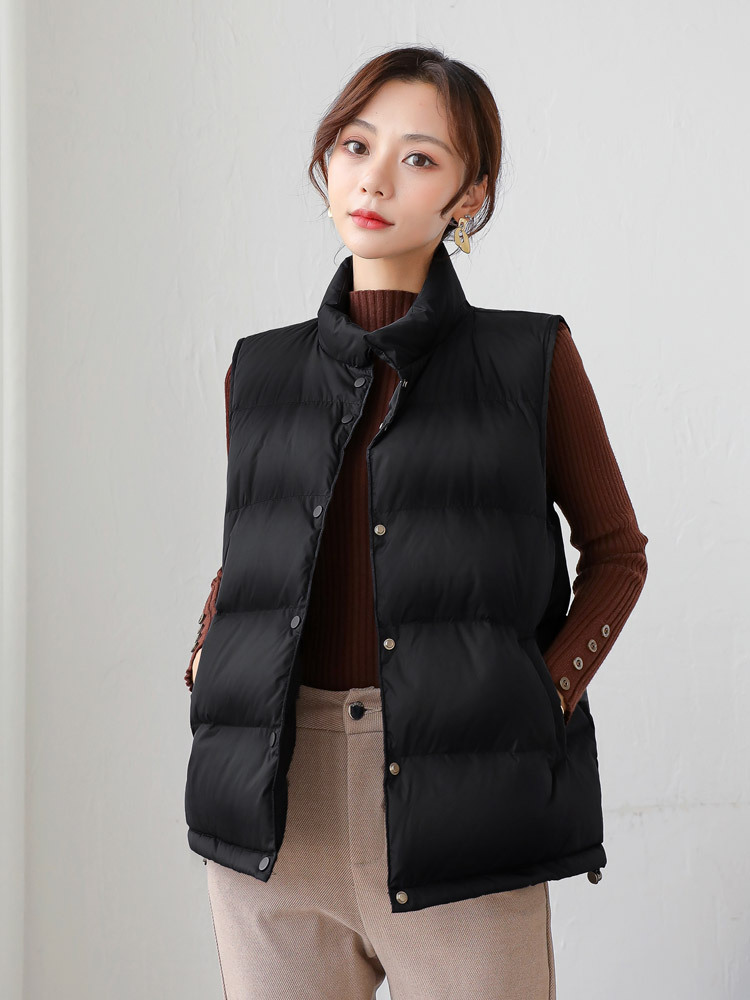 2020新款白鸭绒羽绒马甲女短款冬季韩版外穿宽松立领夹背心