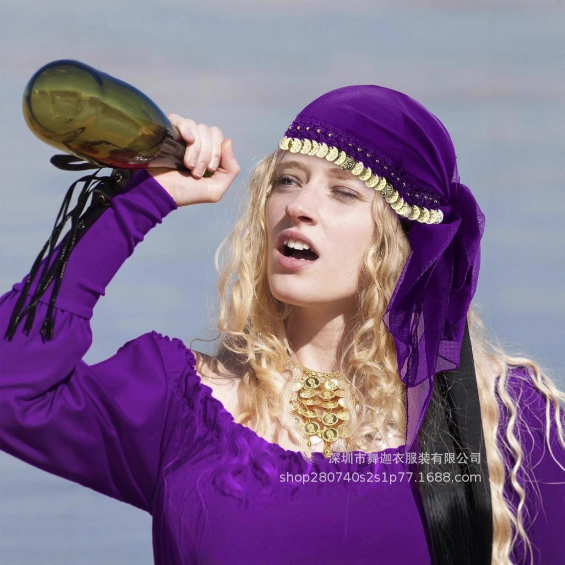 Belly Dance Gyspy Pirate Turban Dance Performance Accessories Headgear Folk Hat Amazon Cross-Border Veil