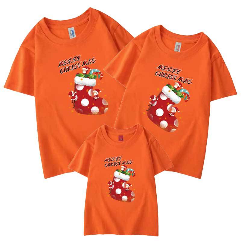 Suministro de comercio electrónico transfronterizo Navidad padre-hijo Camiseta de manga corta Año Nuevo retrato familiar entrega de una pieza calcetines de Navidad