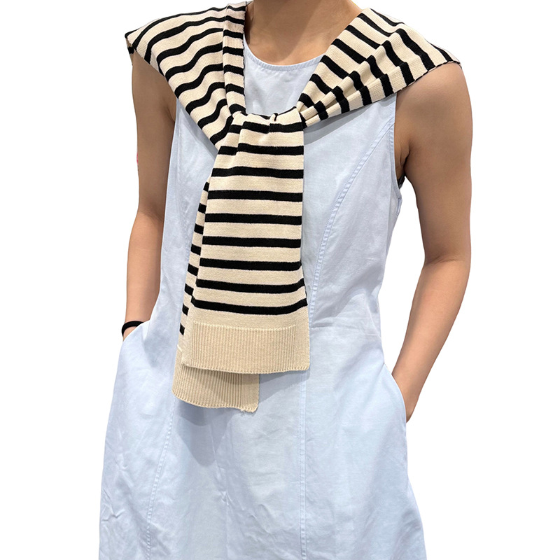 Chal a rayas tejido de alta calidad verano protector solar costura moda cuello falso bufanda chaleco pequeño hombro exterior