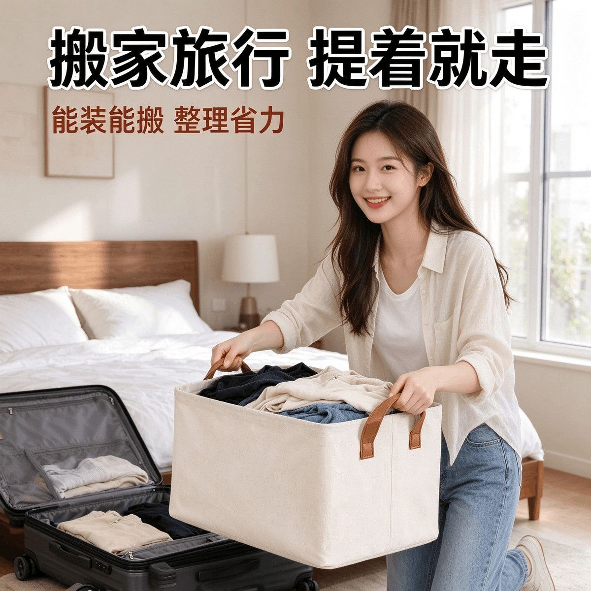 棉麻收纳盒折叠家用衣柜内衣袜子衣物分隔收纳盒橱柜杂物收纳框