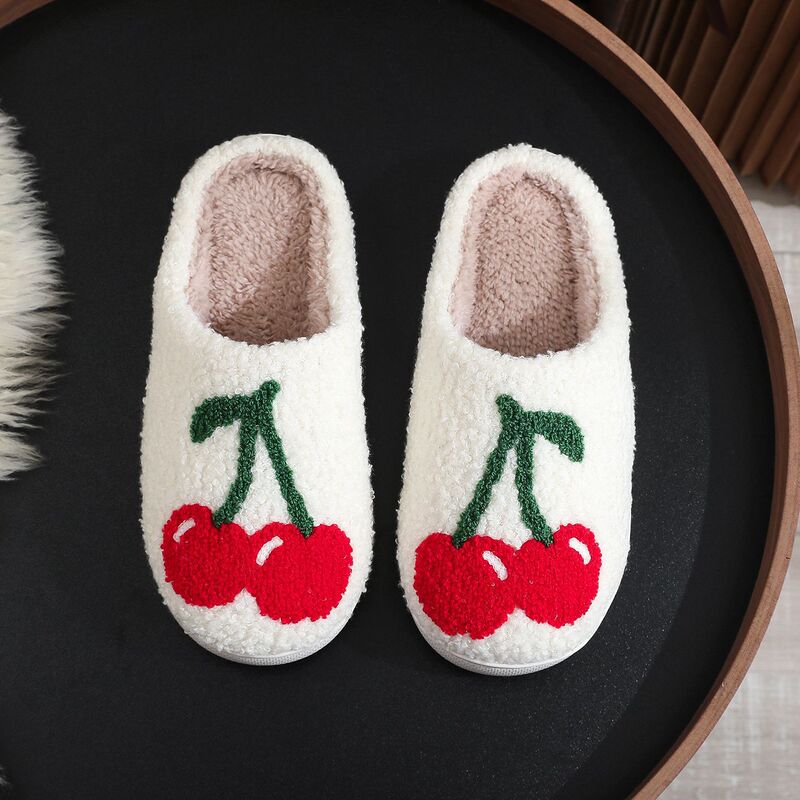 Amazon Cross-Border Halloween Cotton Slippers for Men and Women at Home Winter Cherry Moon Clock Indoor Cotton Slippers Smiley Face