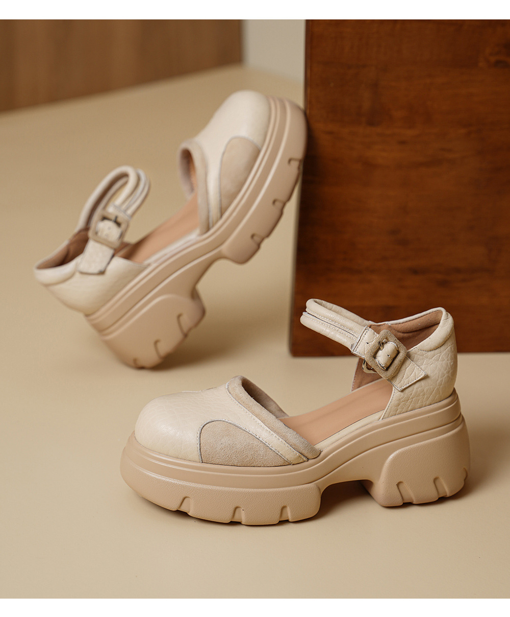 Sandal cao gót nữ mũi nhọn quai ngang đế xuồng da bò — màu đen, màu mơ chi tiết 13