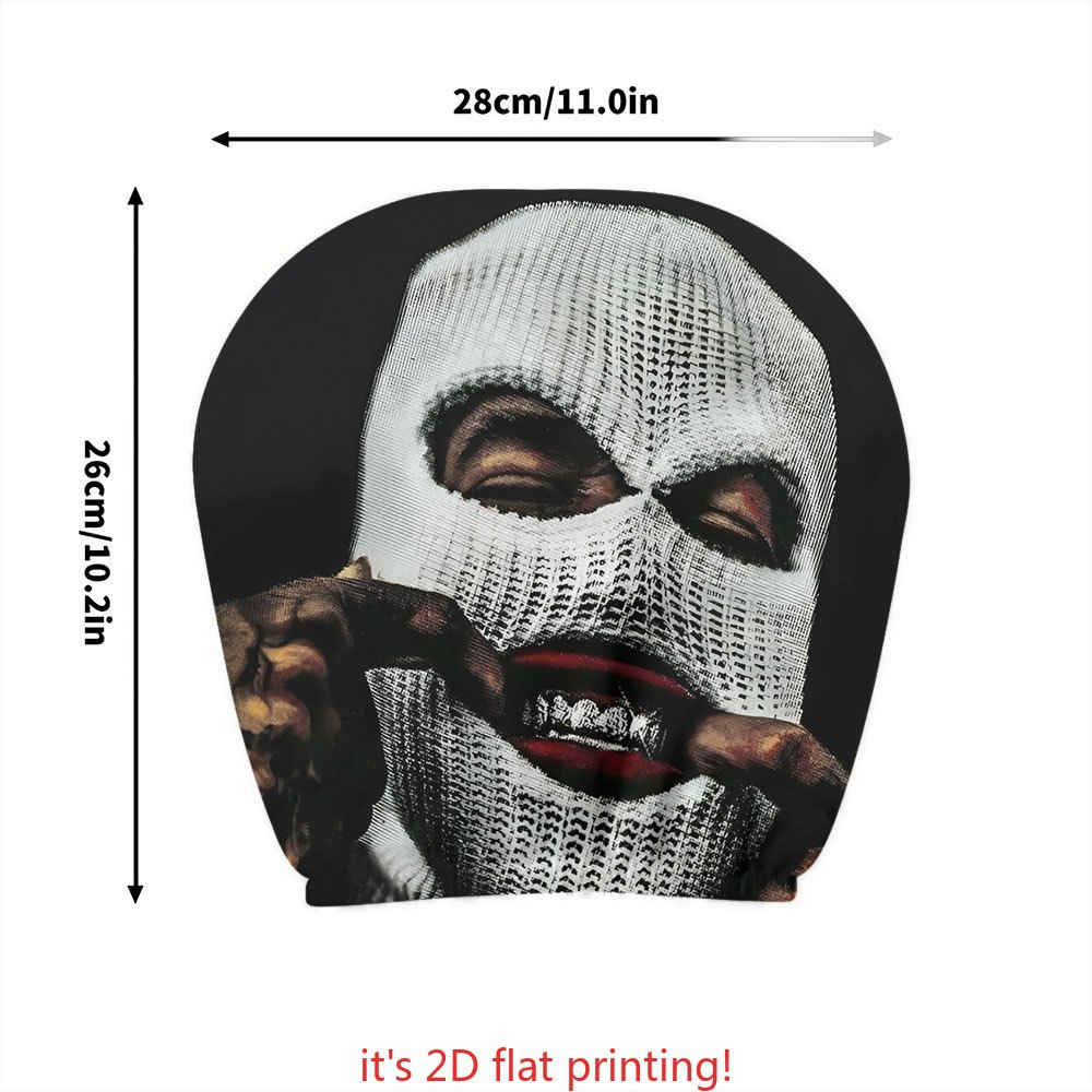 Car headrest cover with hip-hop masked bandit personalized print, universal car pillowcase, can be customized with labels and made according to provided images