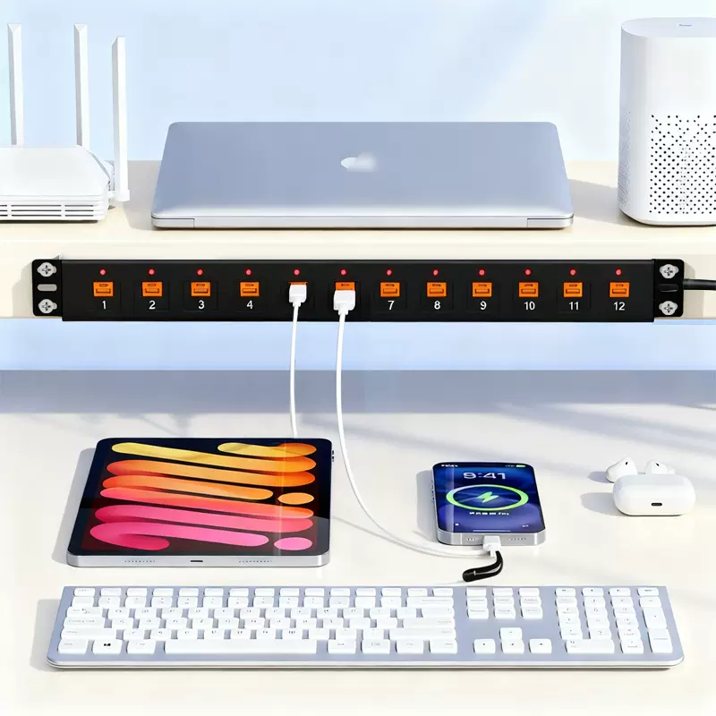 智能pdu排插多孔加长插座办公桌家具柜子隐藏嵌入式桌面插座批发