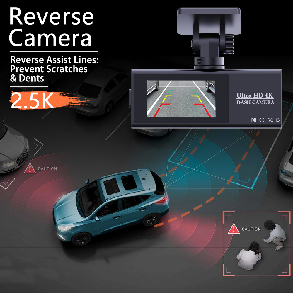 Cross-Border New Model Dash Cam with High-Definition 4K Front and Rear Dual Recording, Mobile Phone Wf Connectivity, Gps Driving Trajectory, In-Car Dvr
