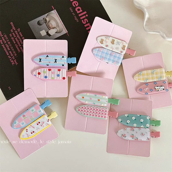 A Pair of Cute Floral Hair Clips for Girls, Side Clips, Polka Dot Duckbill Clips, Traceless Hair Clips, Bangs Clips, Hair Accessories