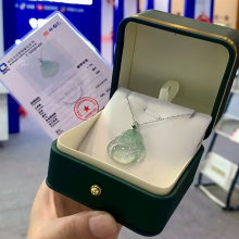 冰种天然缅甸白冰佛公翡翠玉吊坠a级冰透玉佛弥勒佛项链专柜正品