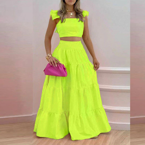 Cross-border 2025 New European and American Women's Fashion Solid Color Set Dress Sexy Strappy Dress Winter Dress Set for Women