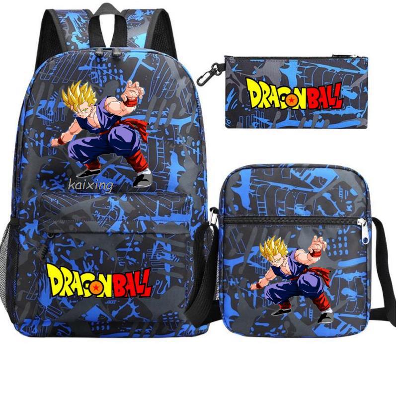 Juventud Dragon Ball mochila estudiante bolsa de hombro bolsa de viaje conjunto de 3 piezas