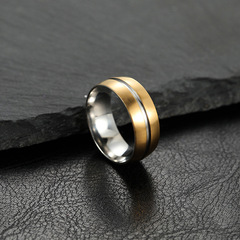 Cross-border stainless steel accessories double color splicing inner and outer balls 8mm with a line in matte finish, ring manufacturer