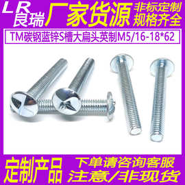 TM碳钢镀蓝锌大扁头S槽螺丝单反一字伞头防盗螺栓5/16-18*62