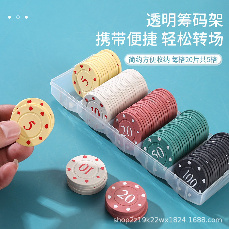 Plastic Chip Coins, 100-Piece Box Set for Casino Use, Baccarat, Mahjong Machine, Points Tokens, Texas Hold'Em Poker Plastic Chip Coins, 100-Piece Box Set for Casino Use, Baccarat, Mahjong Machine, Points Tokens, Texas Hold'Em Poker