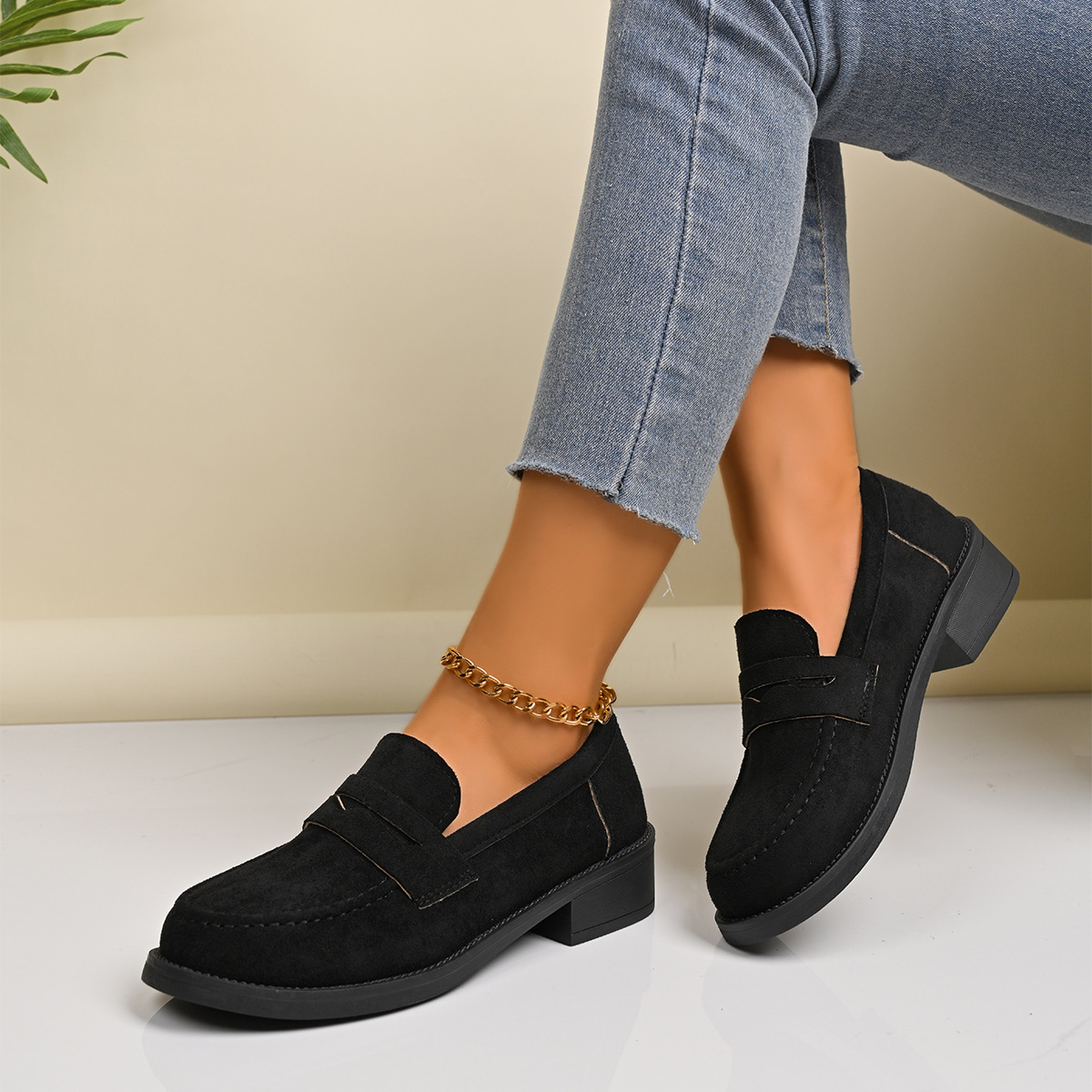 Damen-Slipper im britischen Retro-Stil, niedrig geschnitten, neue Frühlingskollektion_voghion.com