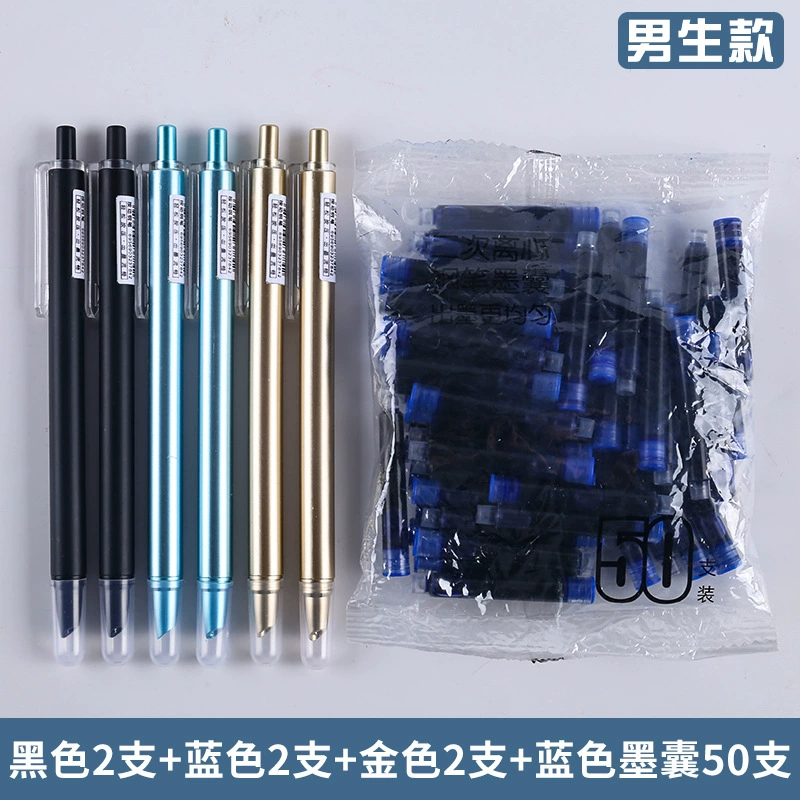 Blue black changeable pen, set, wholesale, 0.38mm
