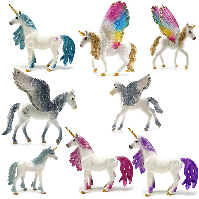 Cross-border realistic solid PVC Western mythology unicorn model, birthday gift for little girls, desktop decoration ornament Cross-border realistic solid PVC Western mythology unicorn model, birthday gift for little girls, desktop decoration ornament