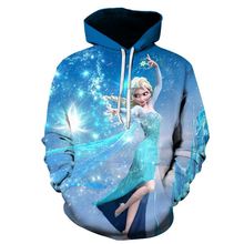 欧美大码冰雪奇缘Frozen 2跨境外贸3D印花艾莎公主个性卫衣厂家售