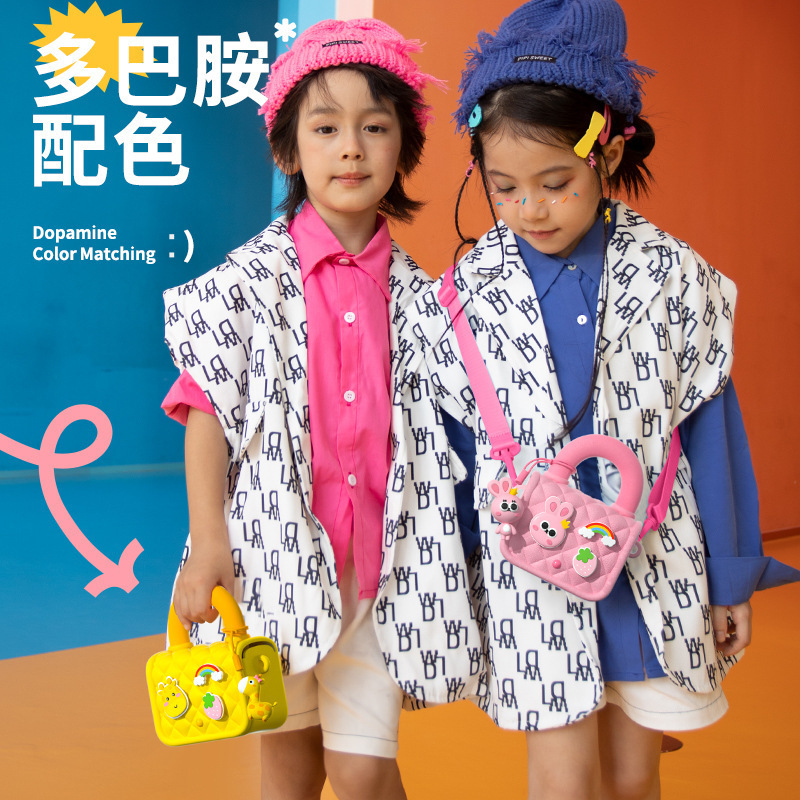 おしゃれな子供EVA百合斜めショルダーバッグ化粧品アクセサリー収納バッグ姫可愛い手提げ小銭入れ|undefined