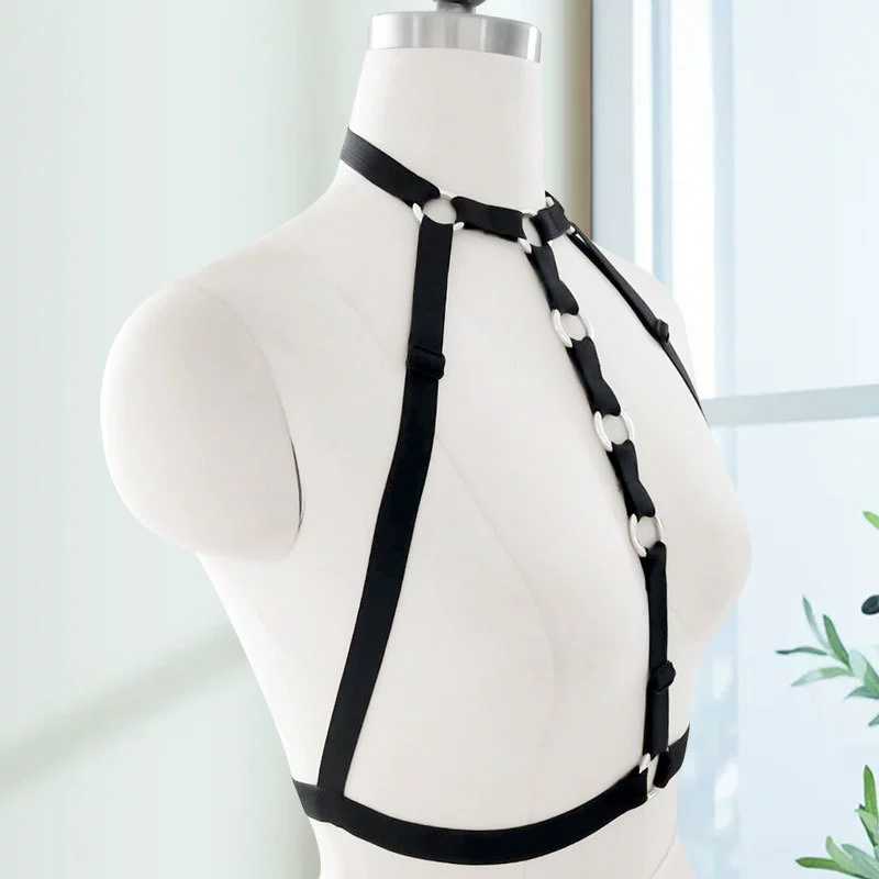 Gothic opens the thoracic bra and elastic body wire tract hanging socks, metal buckle underwear wearing a suspender chest