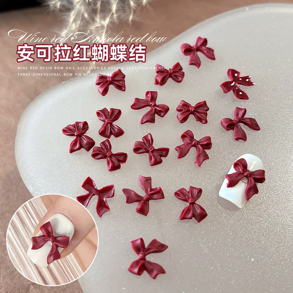 Net Red Ankela красный бант маникюрные украшения