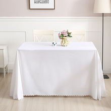 白色桌布布艺圆形台布酒店餐厅饭店圆桌布纯色长方形会议桌布