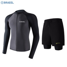 韩国潜水服男冲浪分体浮潜泳衣保守显瘦长袖防晒速干冲浪服水母衣