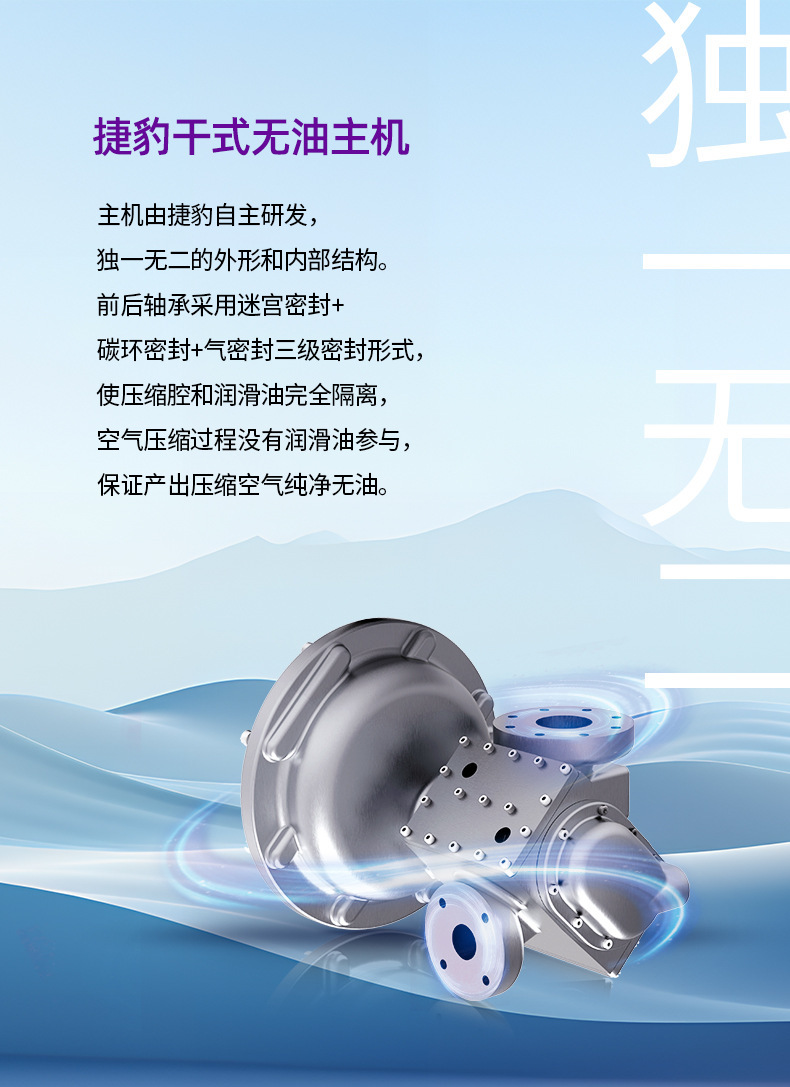 Jaguar Oil-Free Air Compressor Oil-Free Dry Screw Air Compressor 75/100/150Kw Air Compressor 75 Kilowatts