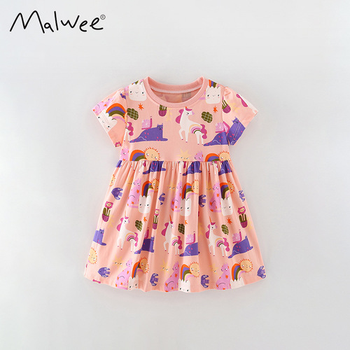 Malwee girls dress summer new style European and American children's casual short-sleeved fashionable little girls group children's clothing