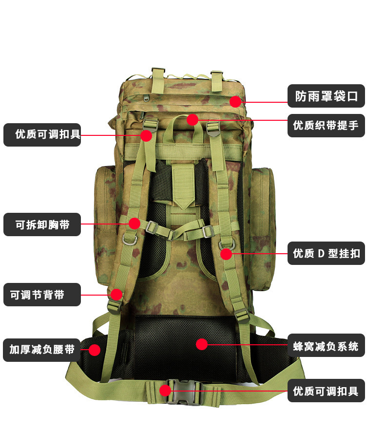 65L迷彩战术背囊背包