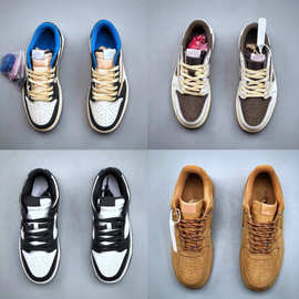 空军一号莆田纯原鞋熊猫纯白低帮闪电倒钩情侣运动篮球鞋