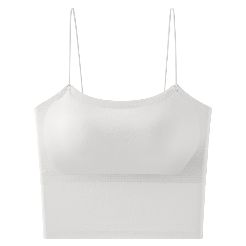 Chaleco de cinturón de primavera y verano femenino sin anillo de acero con cojín de pecho fijo no correr taza hermosa espalda transpirable color sólido sin usar sostén