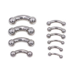 316L Stainless Steel Curved Bar Earrings, Large Size — Body Piercing Barbell, Puncture Ring, Body Ring, and Nipple Ring