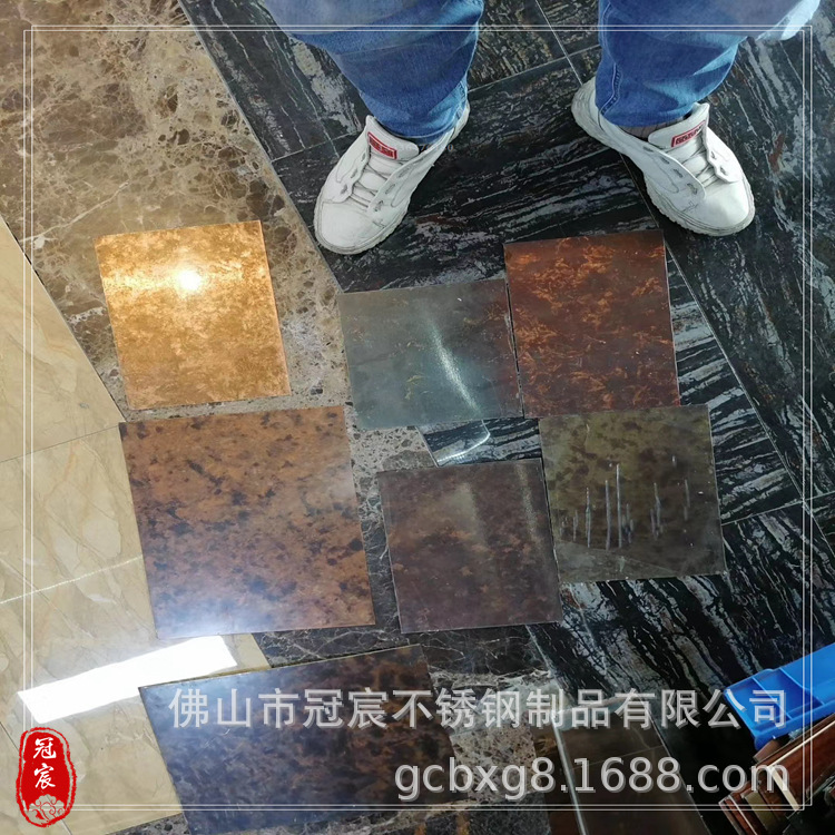 厂家 不锈钢发黑青古铜板 拉丝纳米色油板 不锈钢乱纹古铜板