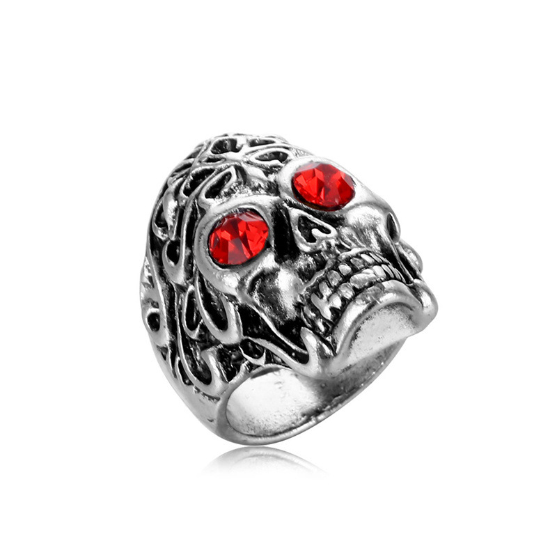 1 Stück Hip Hop Krone Schlange Schädel Legierung Überzug Inlay Strasssteine Unisex Offener Ring display picture 5