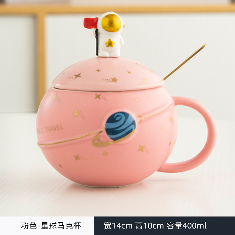 Astronauta creativo Astronauta Planet Taza de cerámica Taza de café Taza de agua de oficina Juego de caja de regalo
