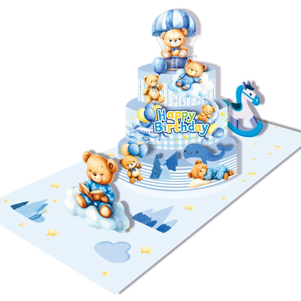 Кросс-граничная платформа Amazon TEMU: персонализированная 3D-стерео открытка с музыкой для дня рождения, высококачественная поздравительная открытка