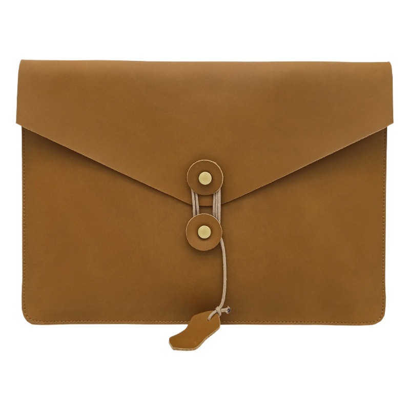 Laptop MacBook Pro 13/ 14inch Laptop Sleeve Case Genuine Leather Cable-Wrapped Protective Cover Bag