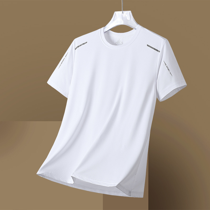 Nuevas camisetas de hielo de tamaño grande para hombres de manga corta secado rápido, blusa de malla transpirable, media manga deportiva delgada de verano.